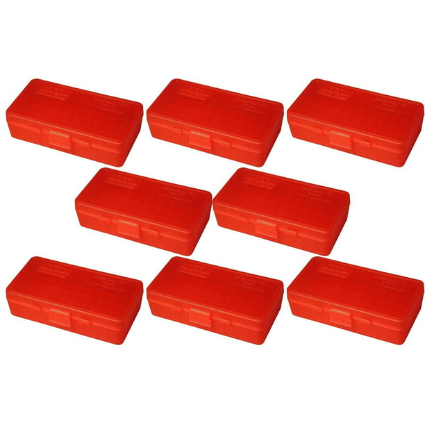 4 Pack Clear Red NEW MTM 100 Round Flip-Top 40/45/10MM Cal Ammo Box